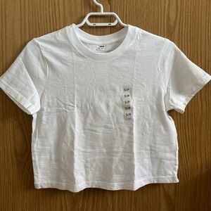 Uniqlo Slub Jersey Cropped Short Sleeve T-Shirt